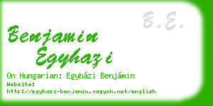 benjamin egyhazi business card